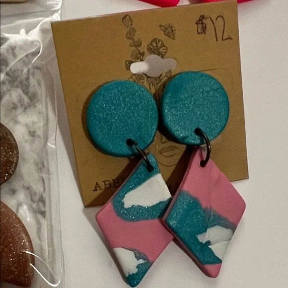 Colorful Homemade Clay Earrings Set Bundle (12pairs) - Picture 5 of 14